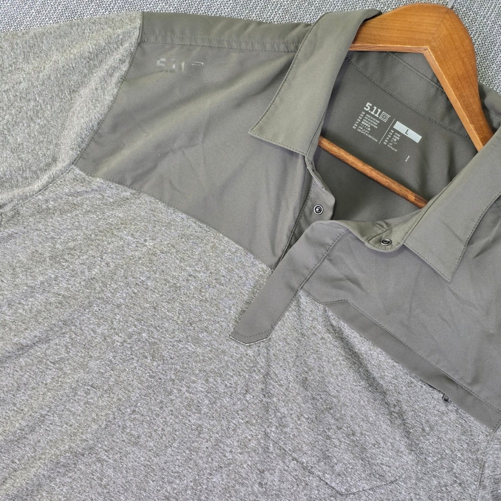 5.11 Tactical Rapid Performance Polo Shirt Mens L Volcanic Grey Workwear Wicking